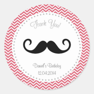Mustache Birthday Sticker Zickzack
