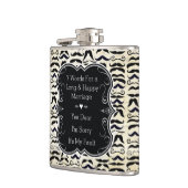 Mustache Black and Tan Hipster Pattern Flachmann (Links)