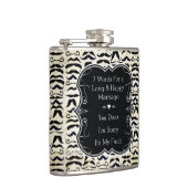 Mustache Black and Tan Hipster Pattern Flachmann (Rechts)