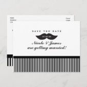 Mustache Black & White Save the Date Postcard Ankündigungspostkarte (Vorne/Hinten)