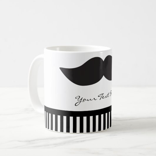 Mustache Black & White Strips Moderne Tasse (Vorderseite Links)