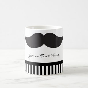 Mustache Black & White Strips Moderne Tasse