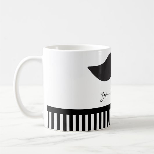 Mustache Black & White Strips Moderne Tasse (Links)