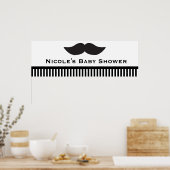 Mustache Black & White Strips Modernes Party Banne Poster (Küche)