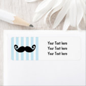 Mustache Blue Striping Birthday Party Labels (Insitu)