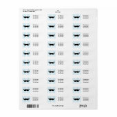 Mustache Blue Striping Birthday Party Labels (Vorne)