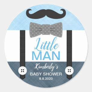 Mustache bow Krawatte Baby Blue Marine Junge Babyd Runder Aufkleber