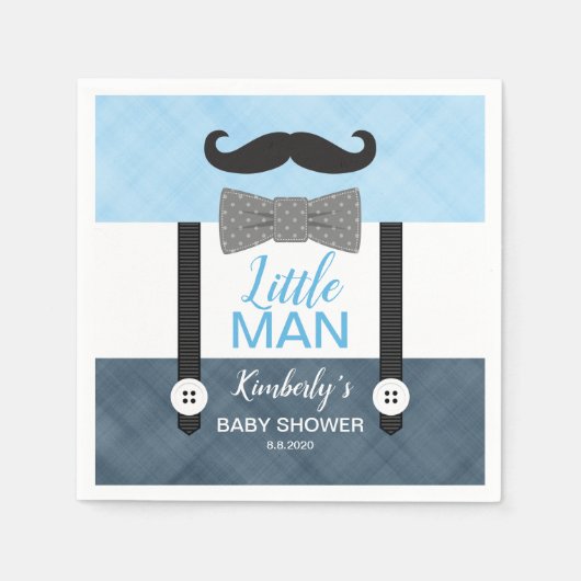 Mustache bow Krawatte Baby Blue Marine Junge Babyd Serviette (Vorderseite)