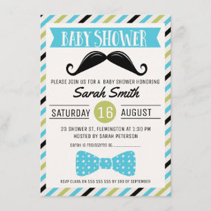 Mustache Bow Little Man Baby Shower Einladung