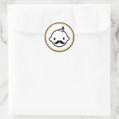 Mustache Boy Modern Gold Border Baby Dusche Runder Aufkleber (Tasche)