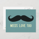 Mustache braucht Liebe zu Funny Postcard Postkarte (Vorne/Hinten)