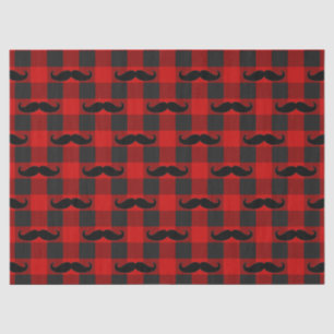 Mustache Buffalo Kariertes Muster Schwarz und Rot Seidenpapier