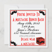 Mustache Bunco Bash Einladung (Rückseite)