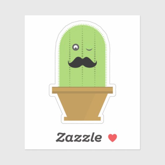 Mustache Cactus Sticker (Blatt)