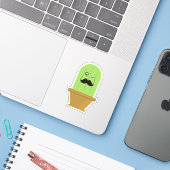 Mustache Cactus Sticker (Laptop mit iPhone)