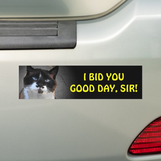 Mustache Cat Bids You Good Day, Sir Autoaufkleber (Auf Auto)