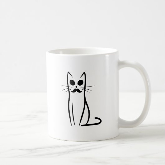 Mustache Cat Vater Abstrakt Cat Papa Funny Minimal Kaffeetasse (Rechts)