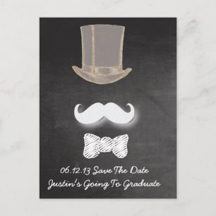 Mustache Chalk Design Save the Date Ankündigungspostkarte