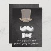 Mustache Chalk Design Save the Date Ankündigungspostkarte (Vorne/Hinten)
