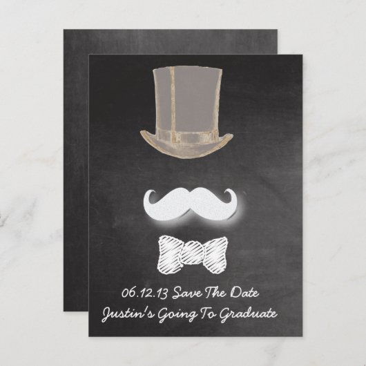 Mustache Chalk Design Save the Date Ankündigungspostkarte (Vorne/Hinten)