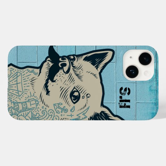 Mustache Chihuahua Graffiti Monogram Case-Mate iPhone Hülle (Rückseite (Horizontal))