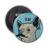 Mustache Chihuahua Graffiti Monogram Flaschenöffner (Vorderseite)