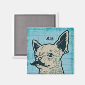 Mustache Chihuahua Graffiti Monogram Magnet (Vorderseite/Rückseite)