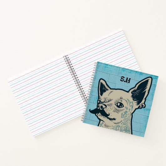 Mustache Chihuahua Graffiti Monogram Notizblock (Innenseite)