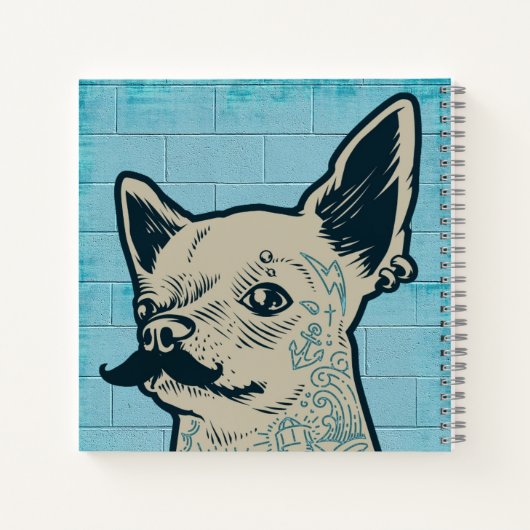 Mustache Chihuahua Graffiti Monogram Notizblock (Rückseite)