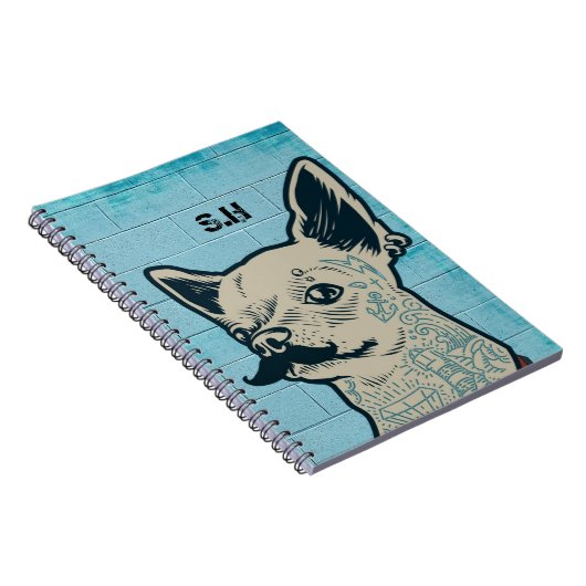 Mustache Chihuahua Graffiti Monogram Notizblock (Rechte Seite)