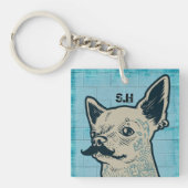 Mustache Chihuahua Graffiti Monogram Schlüsselanhänger (Vorderseite)