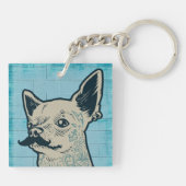 Mustache Chihuahua Graffiti Monogram Schlüsselanhänger (Rückseite)