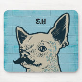Mustache Chihuahua Graffiti Wall Monogram Mousepad (Vorne)