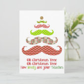 Mustache Christmas Tree - Weihnachtskarte Feiertagskarte (Stehend Vorderseite)