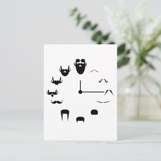 Mustache Clockface Postkarte (Stehend Vorderseite)