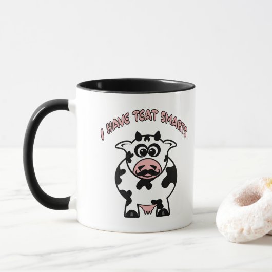 Mustache Cow Teat Smarts Tasse (Mit Donut)