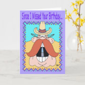 MUSTACHE COWBOY Belated Birthday Card Karte (Gelbe Blume)
