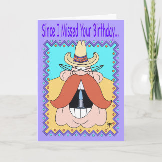 MUSTACHE COWBOY Belated Birthday Card Karte