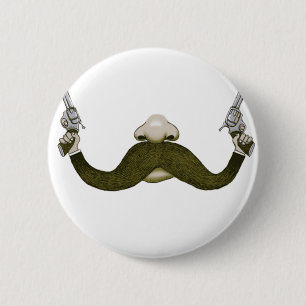Mustache Cowboy Button