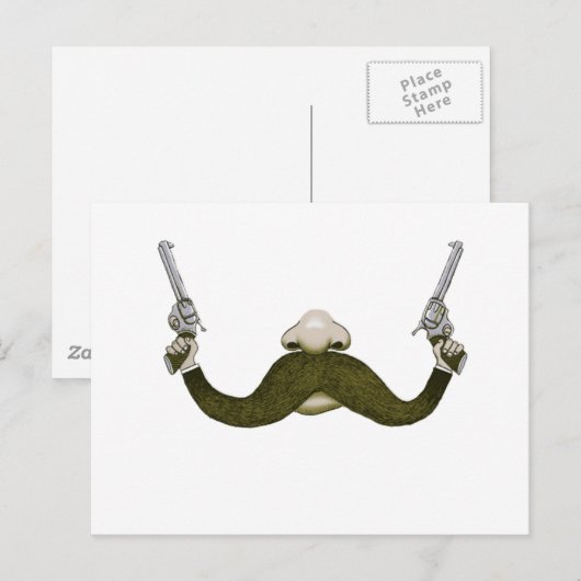Mustache Cowboy Postkarte (Vorne/Hinten)