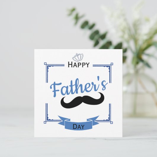 Mustache & Crown Vatertag Einladung (Stehend Vorderseite)