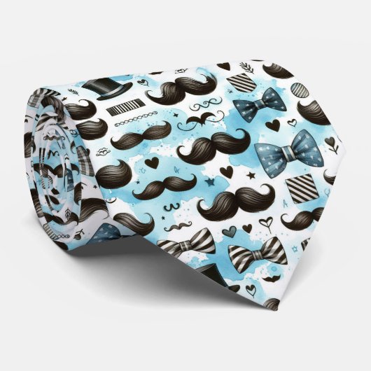 Mustache Dapper Pattern Necktie Tie Krawatte (Gerollt)