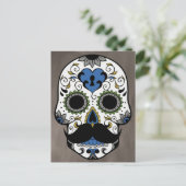 Mustache Day of the Dead Sugar Skull Postkarte (Stehend Vorderseite)