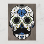 Mustache Day of the Dead Sugar Skull Postkarte (Vorderseite)