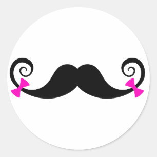 Mustache-Design mit rosa Bögen Runder Aufkleber