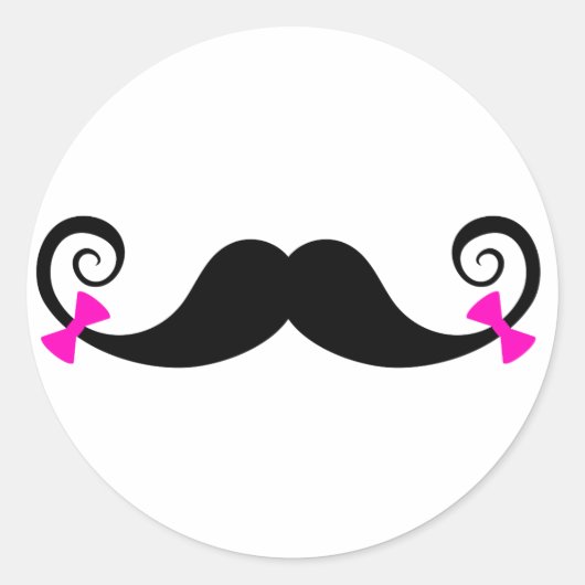Mustache-Design mit rosa Bögen Runder Aufkleber (Vorderseite)
