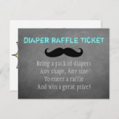 Mustache Diaper Raffle Ticket Begleitkarte (Vorne/Hinten)
