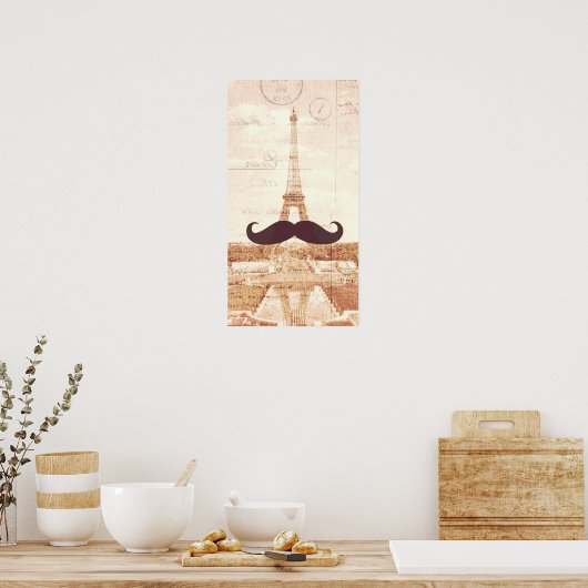 Mustache Eiffel Tower Poster (Küche)