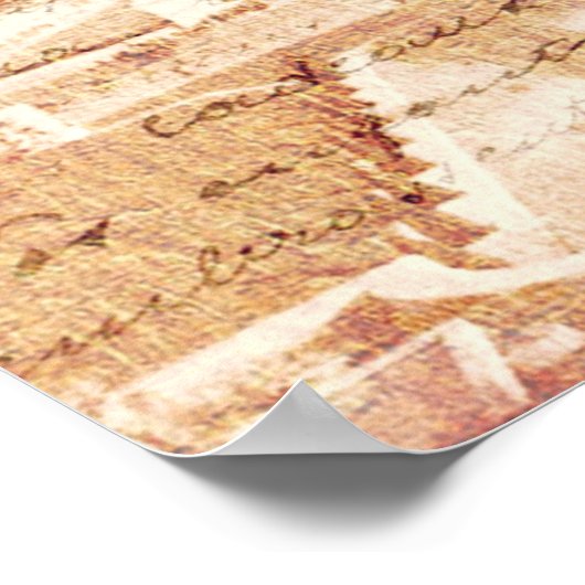 Mustache Eiffel Tower Poster (Ecke)