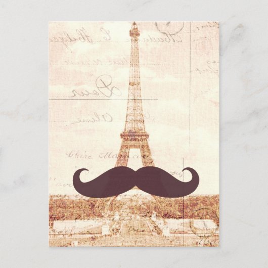 Mustache Eiffel Tower Postkarte (Vorderseite)